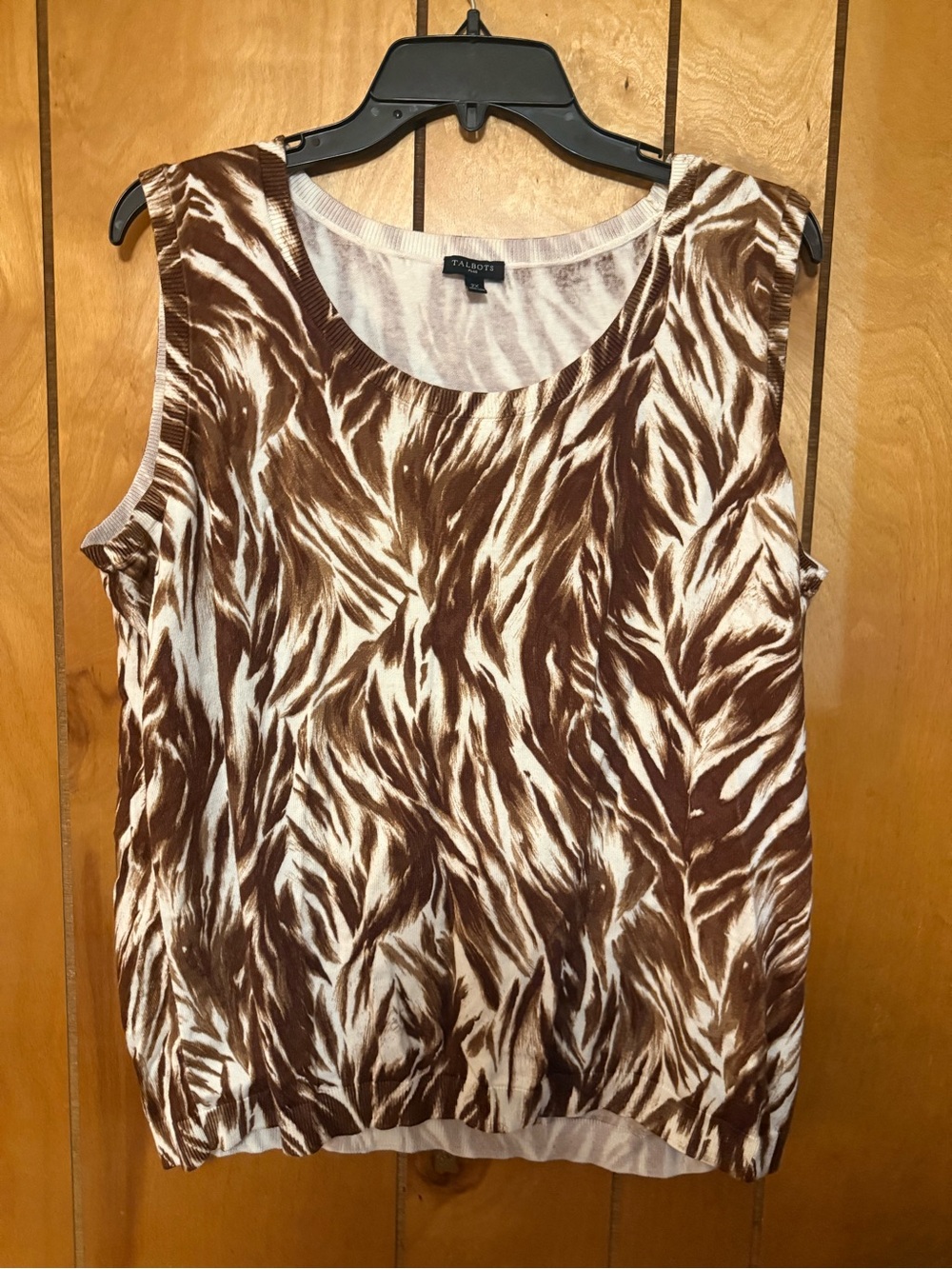 Talbots Brown and Cream Printed Sleeveless Tank